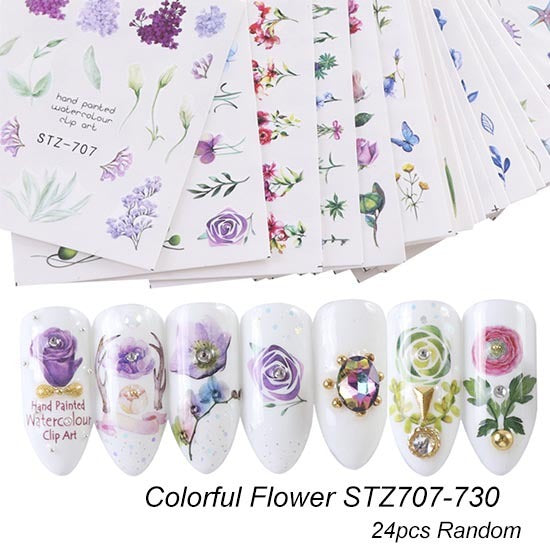 JMT-491914 Lace Flower Nail Art Sticker Set - 18 to 68 Pieces in Colorful Designs