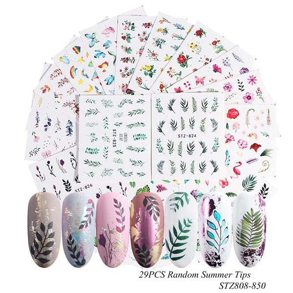 JMT-491914 Lace Flower Nail Art Sticker Set - 18 to 68 Pieces in Colorful Designs