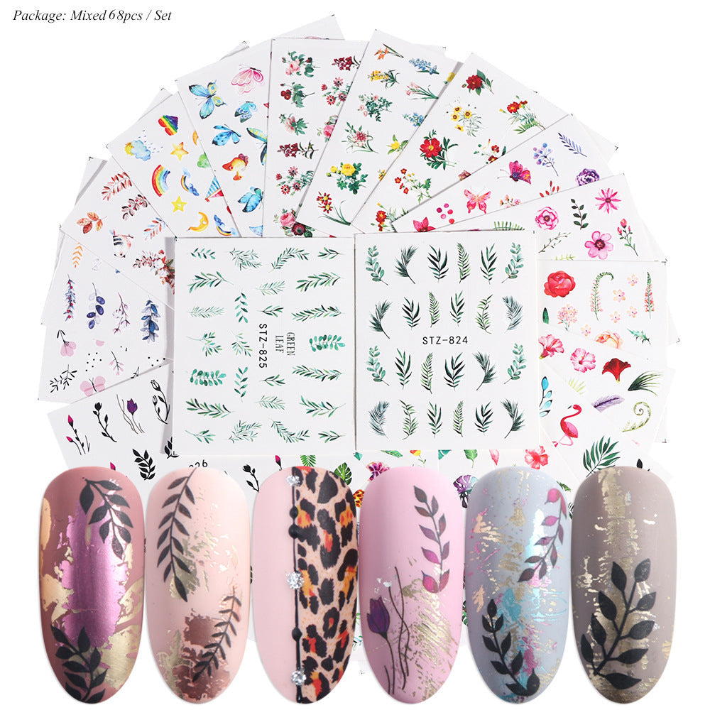 JMT-491914 Lace Flower Nail Art Sticker Set - 18 to 68 Pieces in Colorful Designs