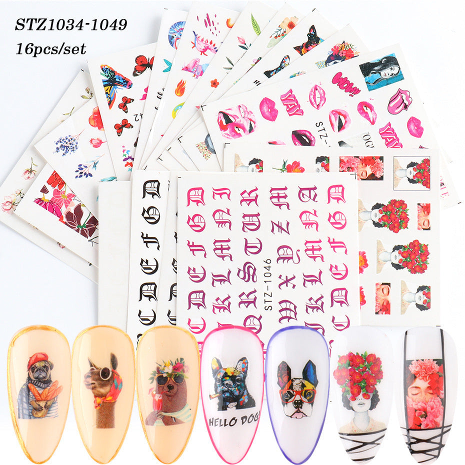 JMT-491914 Lace Flower Nail Art Sticker Set - 18 to 68 Pieces in Colorful Designs