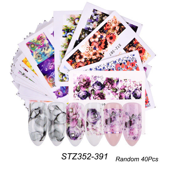 JMT-491914 Lace Flower Nail Art Sticker Set - 18 to 68 Pieces in Colorful Designs