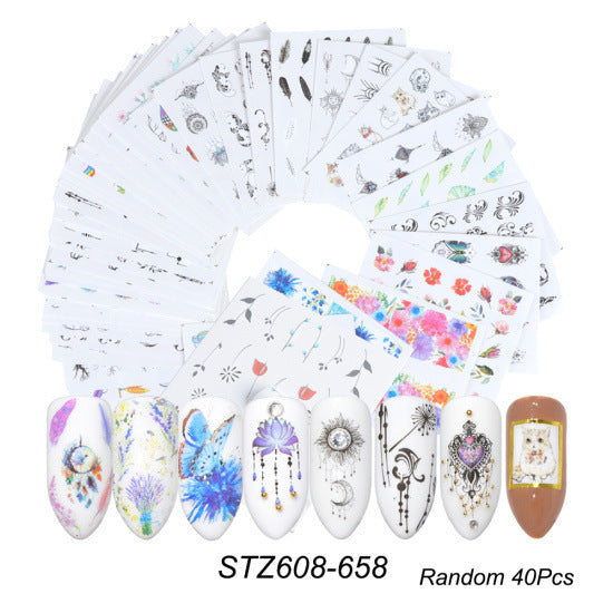 JMT-491914 Lace Flower Nail Art Sticker Set - 18 to 68 Pieces in Colorful Designs