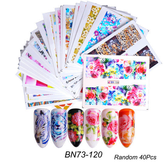 JMT-491914 Lace Flower Nail Art Sticker Set - 18 to 68 Pieces in Colorful Designs