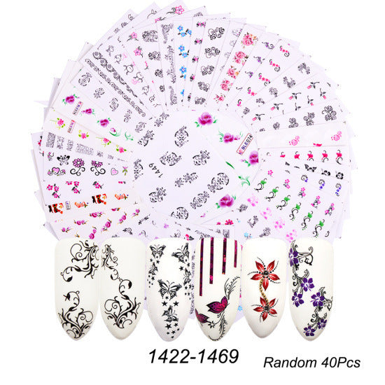 JMT-491914 Lace Flower Nail Art Sticker Set - 18 to 68 Pieces in Colorful Designs