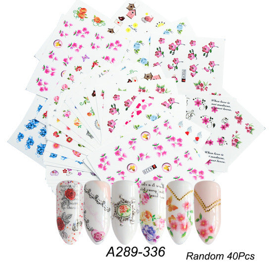 JMT-491914 Lace Flower Nail Art Sticker Set - 18 to 68 Pieces in Colorful Designs
