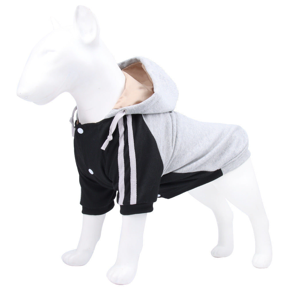 JMT-492234 Hooded Striped Sweater for Dogs - Casual Autumn and Winter Wear in Blue, Yellow, Green, Gray, Multiple Sizes Available
