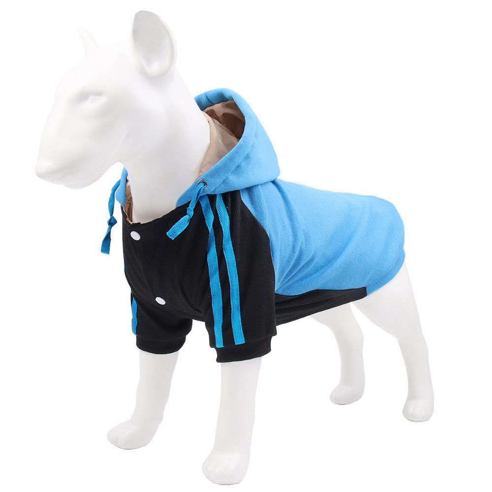 JMT-492234 Hooded Striped Sweater for Dogs - Casual Autumn and Winter Wear in Blue, Yellow, Green, Gray, Multiple Sizes Available