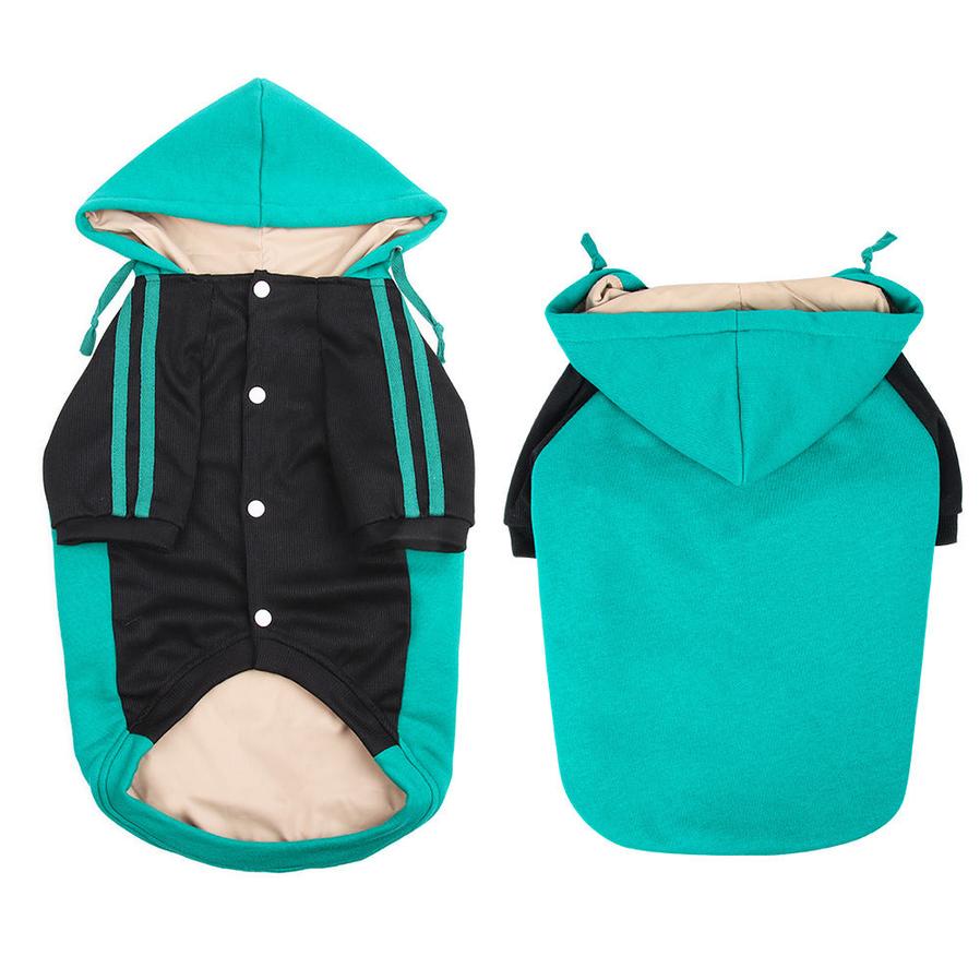JMT-492234 Hooded Striped Sweater for Dogs - Casual Autumn and Winter Wear in Blue, Yellow, Green, Gray, Multiple Sizes Available
