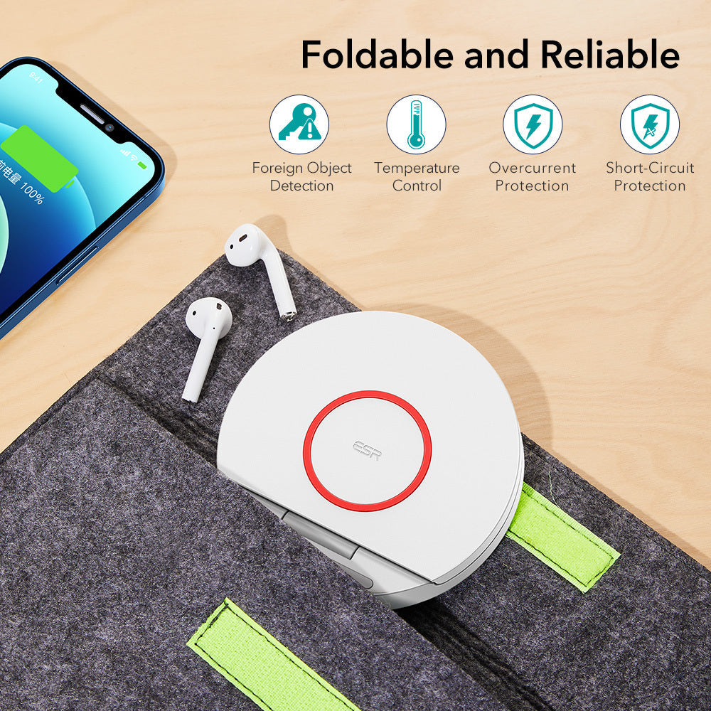 JMT-492298 Foldable 15W Wireless Charger Stand for Apple Devices - Fast Charging, Adjustable Angle