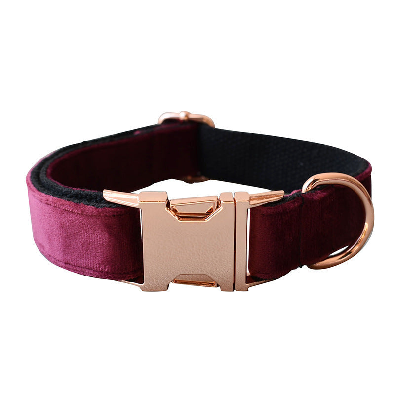 JMT-492426 Velvet Dog Collar with Double Microfiber Bowknot and Matching Leash Set