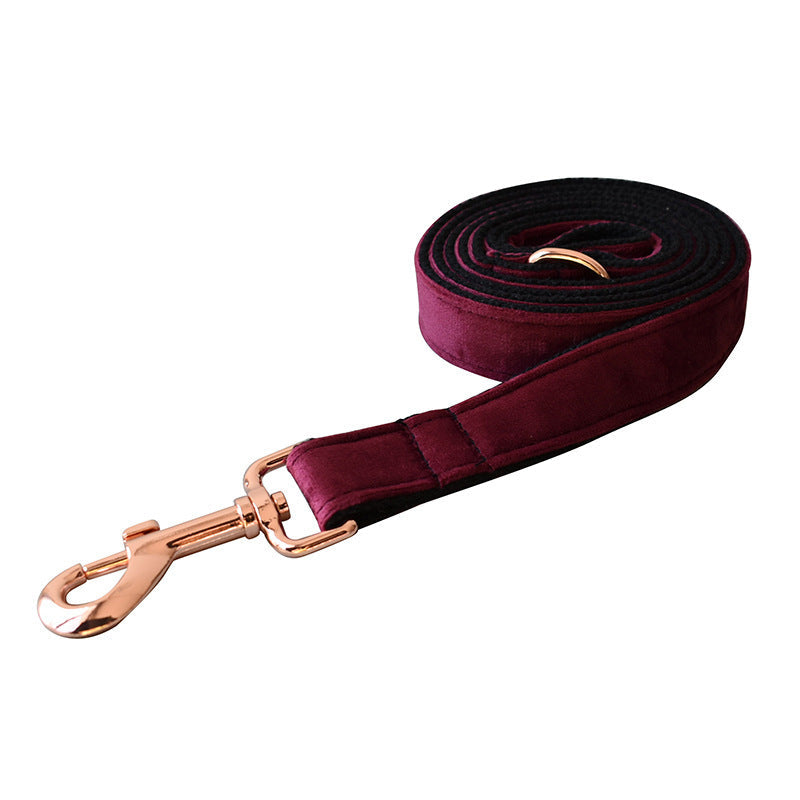 JMT-492426 Velvet Dog Collar with Double Microfiber Bowknot and Matching Leash Set