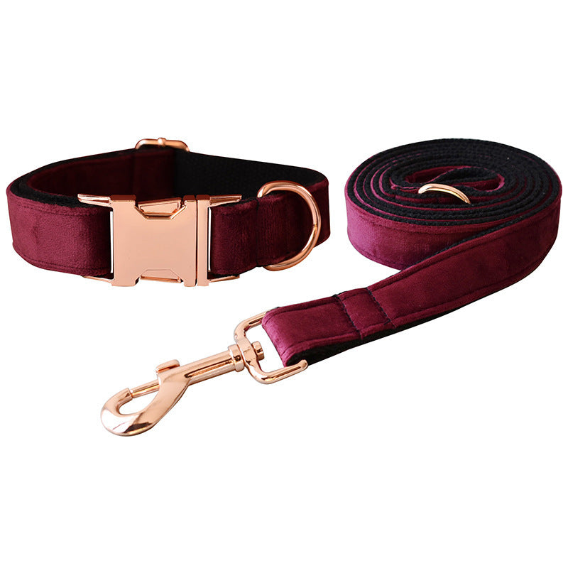 JMT-492426 Velvet Dog Collar with Double Microfiber Bowknot and Matching Leash Set