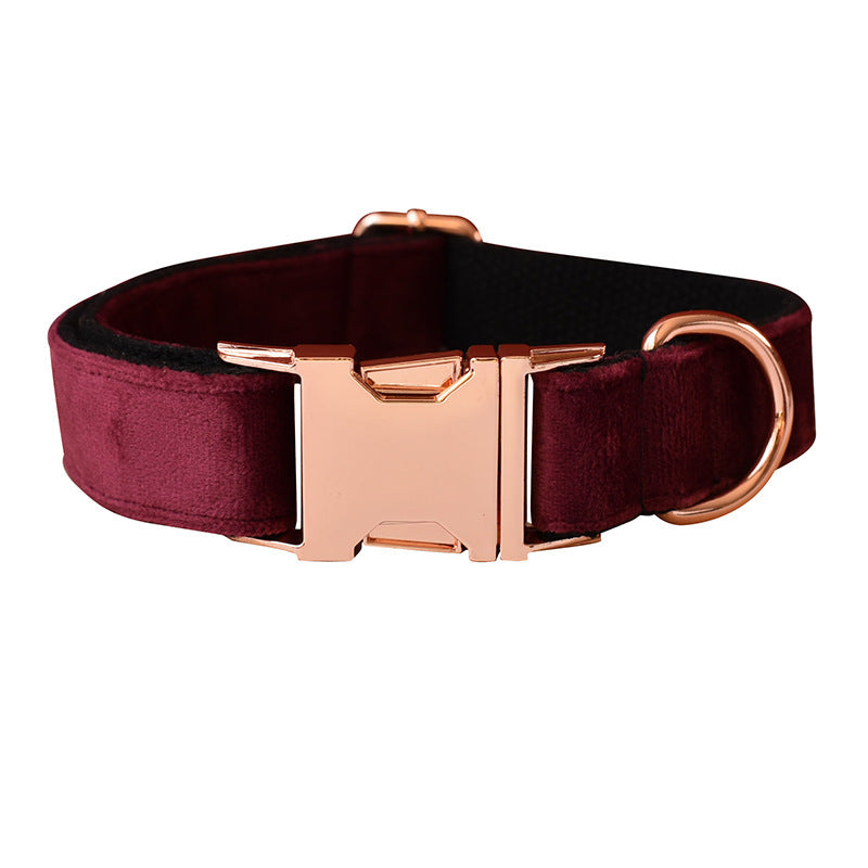 JMT-492426 Velvet Dog Collar with Double Microfiber Bowknot and Matching Leash Set