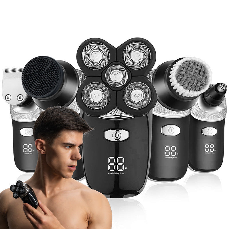 JMT-493002 Rechargeable 3D Rotary Shaver with Cleansing Brush and Grooming Attachments