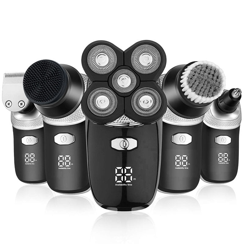 JMT-493002 Rechargeable 3D Rotary Shaver with Cleansing Brush and Grooming Attachments