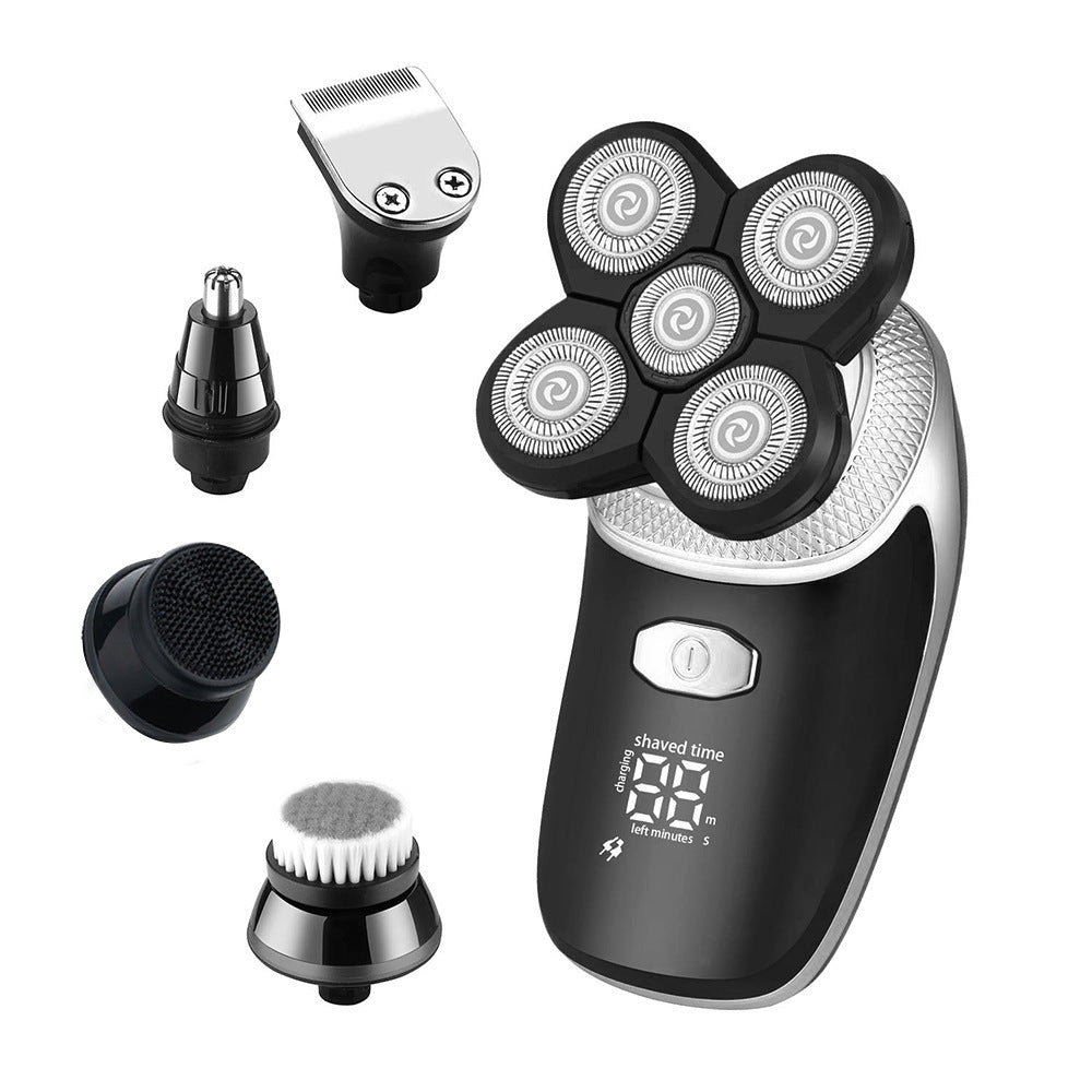 JMT-493002 Rechargeable 3D Rotary Shaver with Cleansing Brush and Grooming Attachments