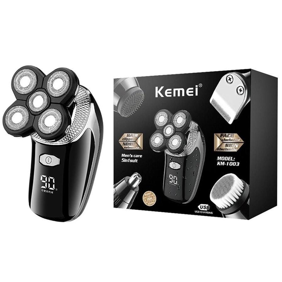 JMT-493002 Rechargeable 3D Rotary Shaver with Cleansing Brush and Grooming Attachments