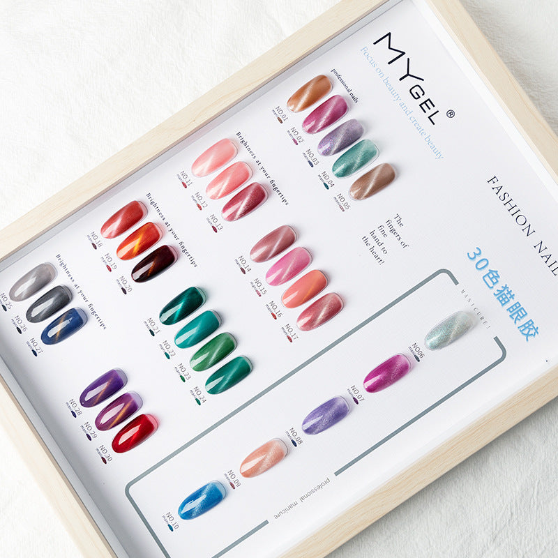 JMT-493066 Rainbow Cat Eye Nail Polish Gel - 30 Vibrant Colors, 12ml, Smudge Resistant