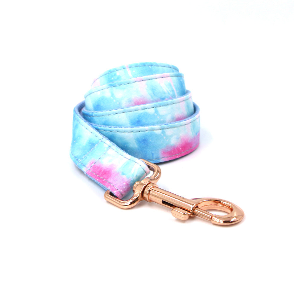 JMT-493258 Rose Gold Polyester Pet Collar and Leash Set with Bow