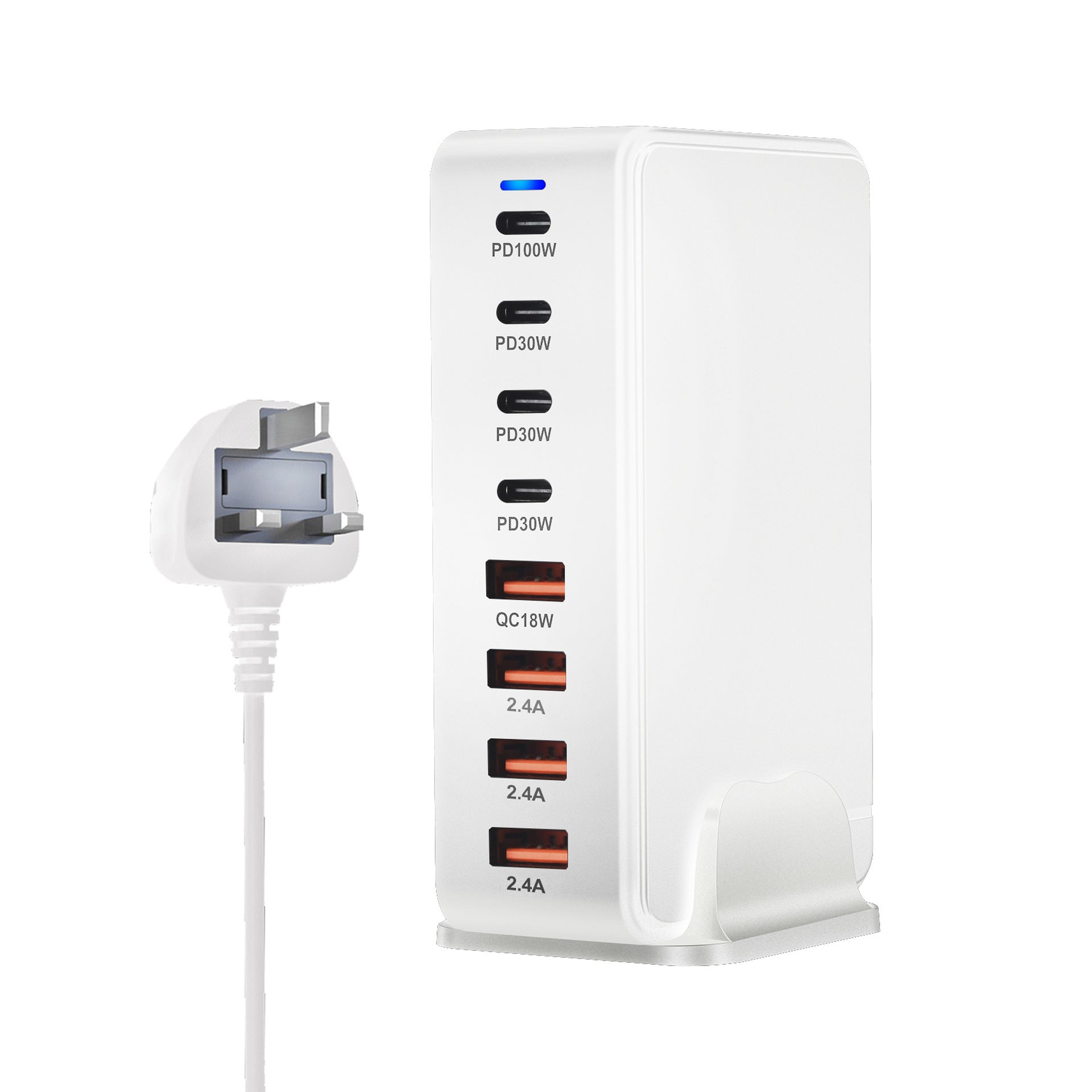 JMT-493450 240W Gallium Nitride Desktop PD Charger in White and Black for Multiple International Standards