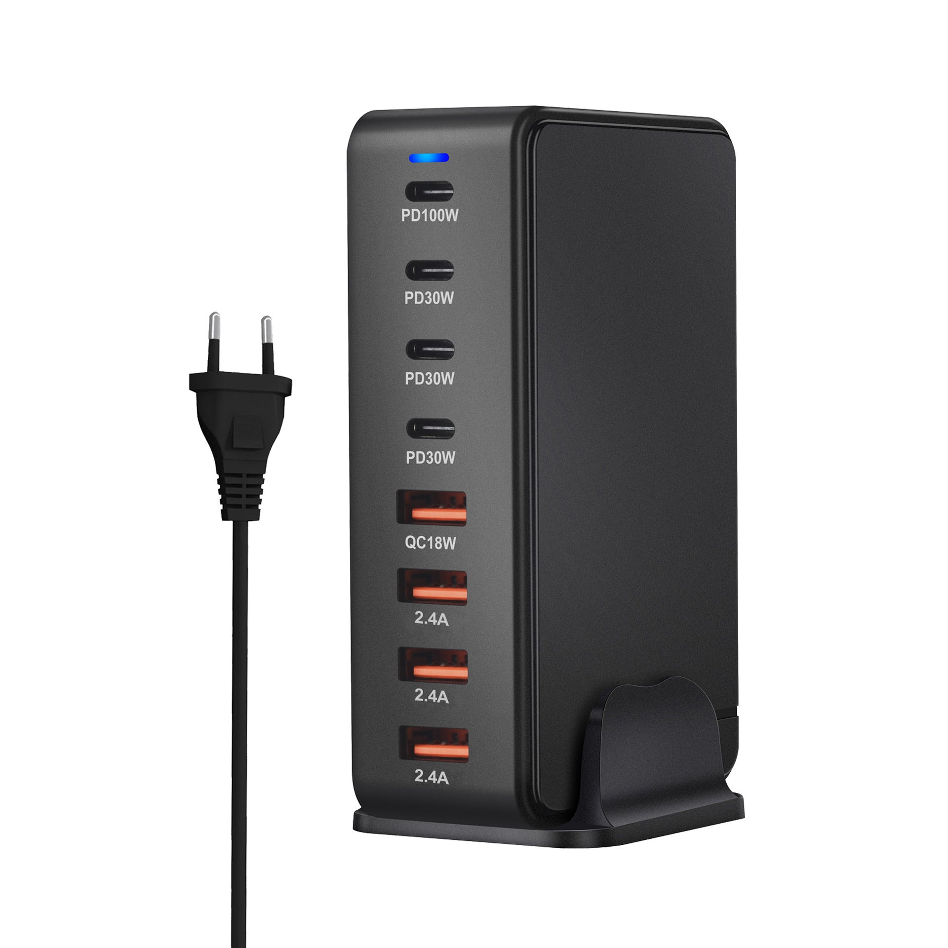 JMT-493450 240W Gallium Nitride Desktop PD Charger in White and Black for Multiple International Standards