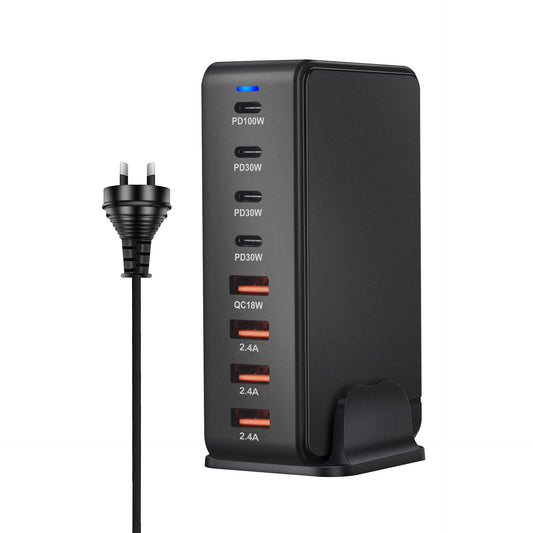 JMT-493450 240W Gallium Nitride Desktop PD Charger in White and Black for Multiple International Standards