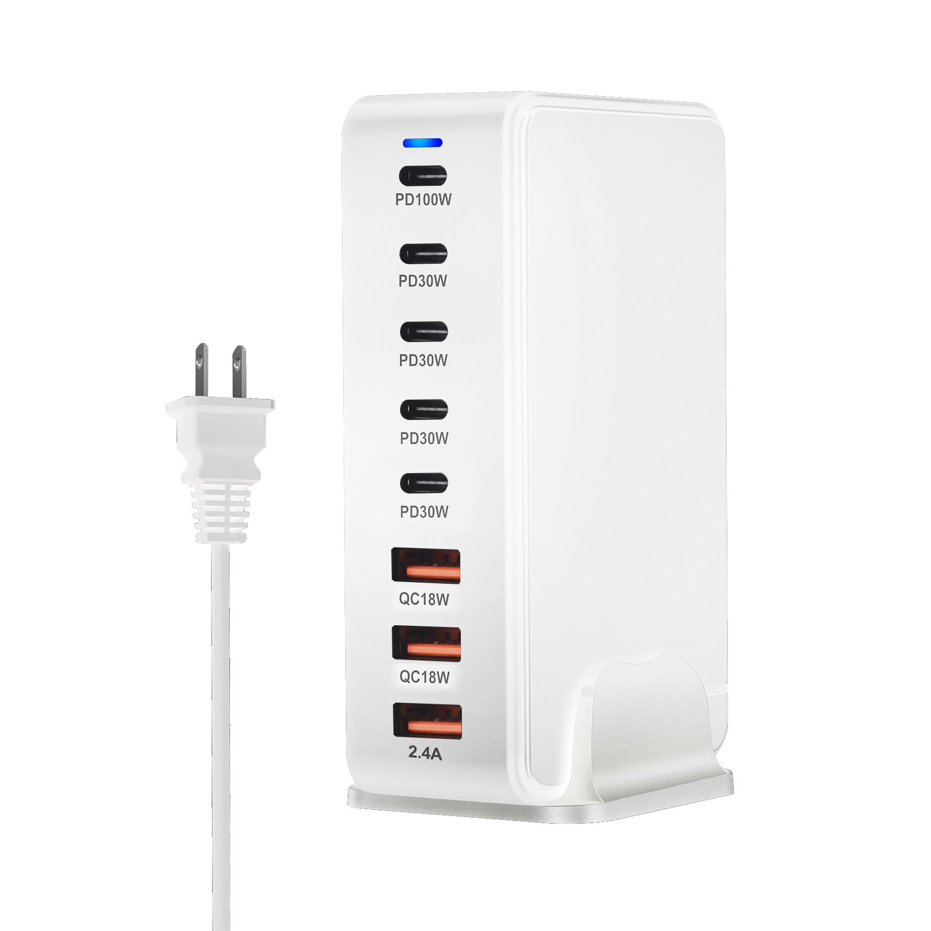 JMT-493450 240W Gallium Nitride Desktop PD Charger in White and Black for Multiple International Standards