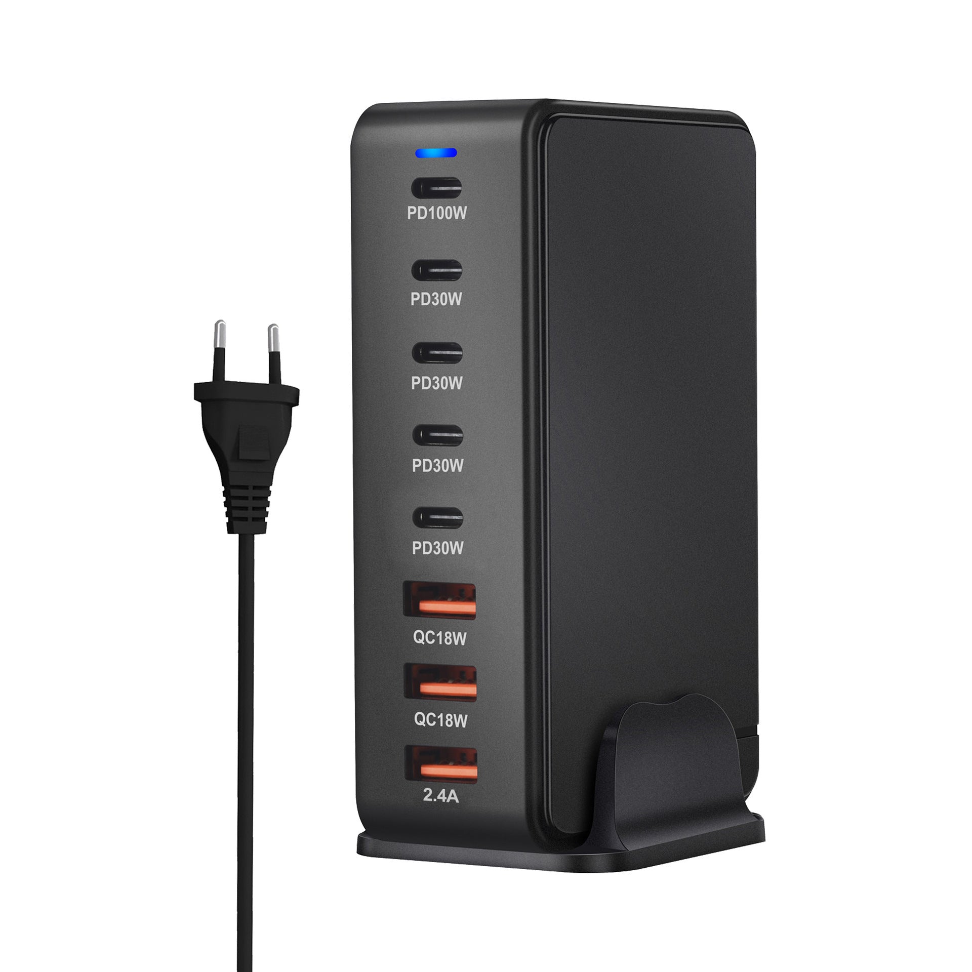 JMT-493450 240W Gallium Nitride Desktop PD Charger in White and Black for Multiple International Standards