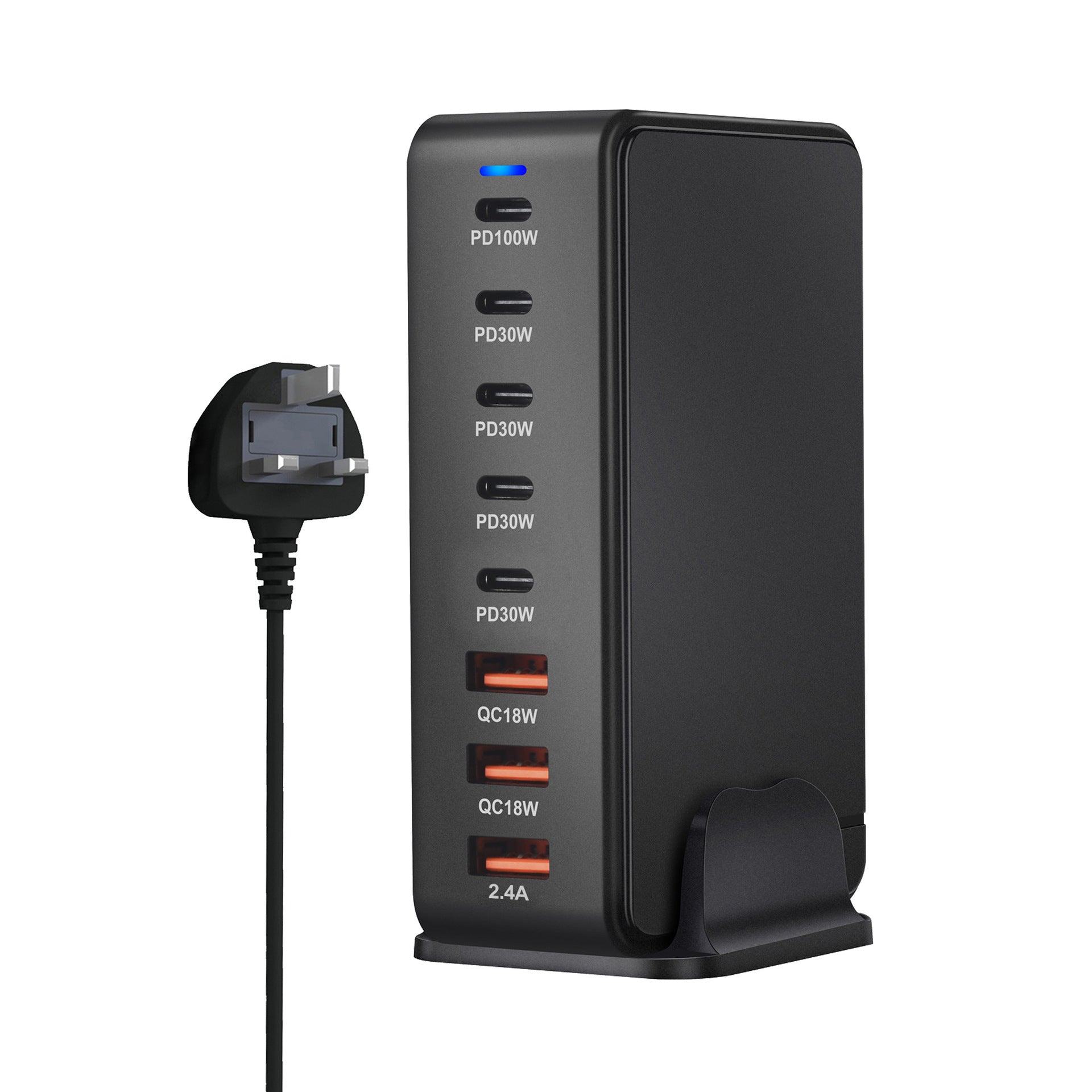 JMT-493450 240W Gallium Nitride Desktop PD Charger in White and Black for Multiple International Standards