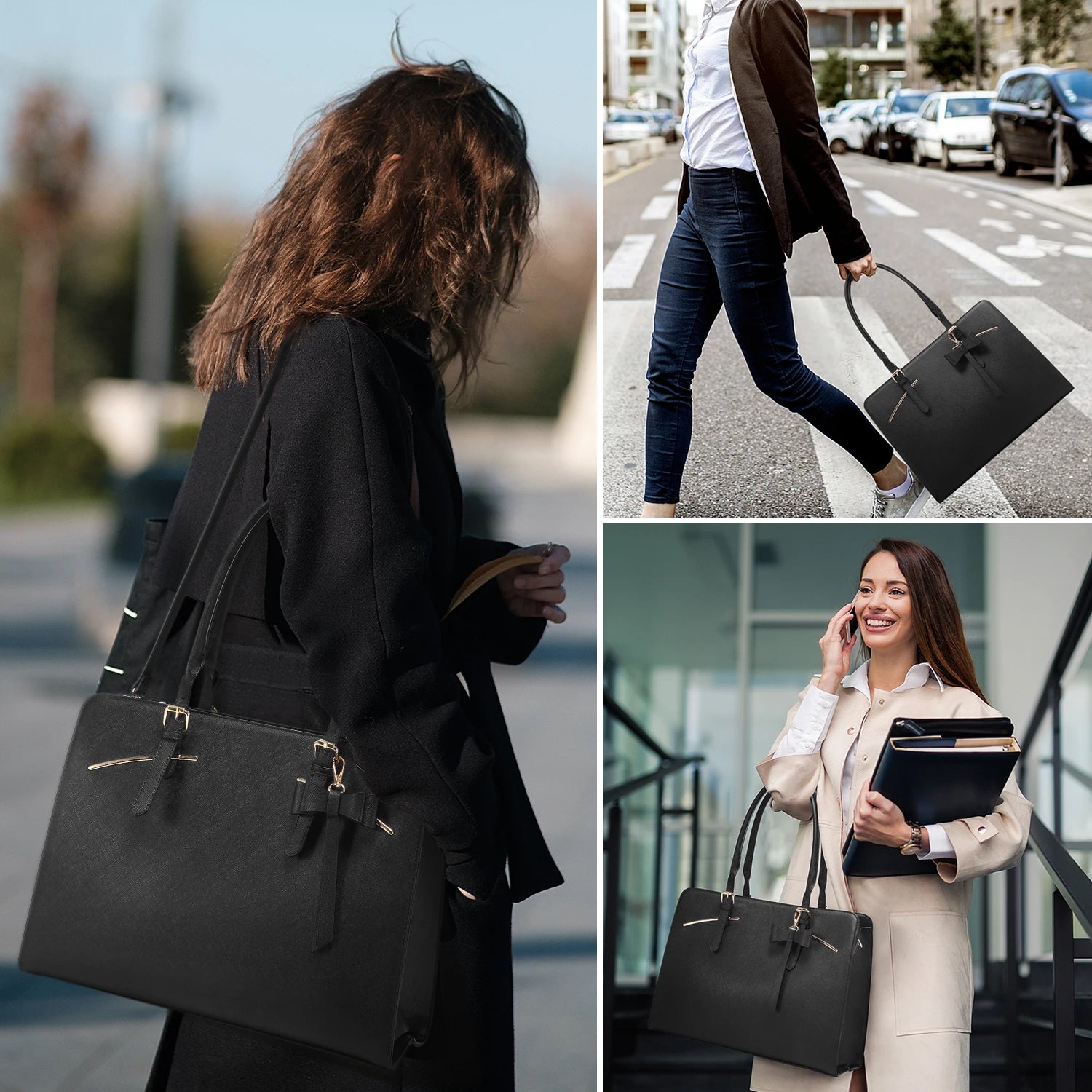 JMT-493578 Large PU Laptop Tote Bag for 15.6 Inch Devices - Versatile Work Shoulder Bag with Briefcase Accessories