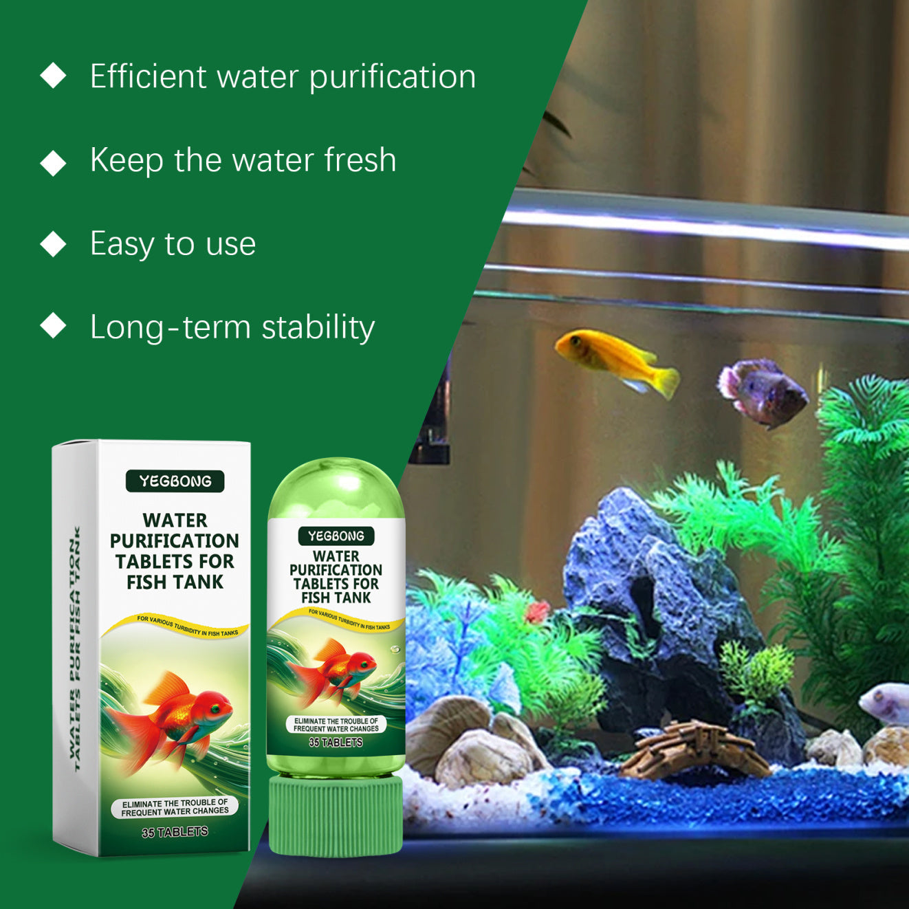 JMT-494090 Aquarium Water Purification Tablets for Clear & Safe Fish Tank Environment
