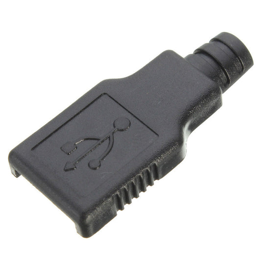 JMT-494090 USB Type A Male Plug Connector with Black Plastic Cover - 10 Pack of 4 Pin Adapters