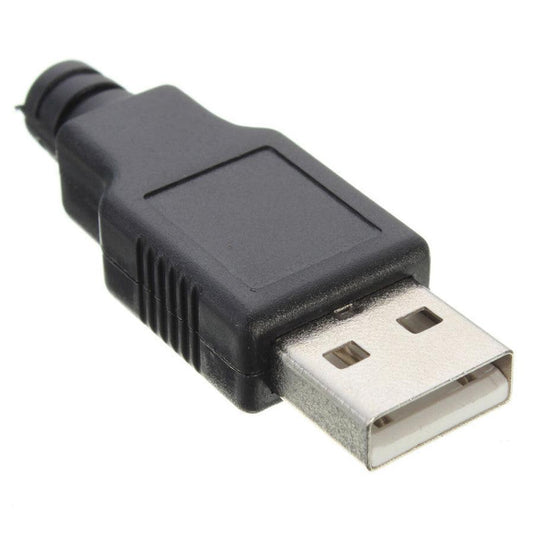 JMT-494090 USB Type A Male Plug Connector with Black Plastic Cover - 10 Pack of 4 Pin Adapters