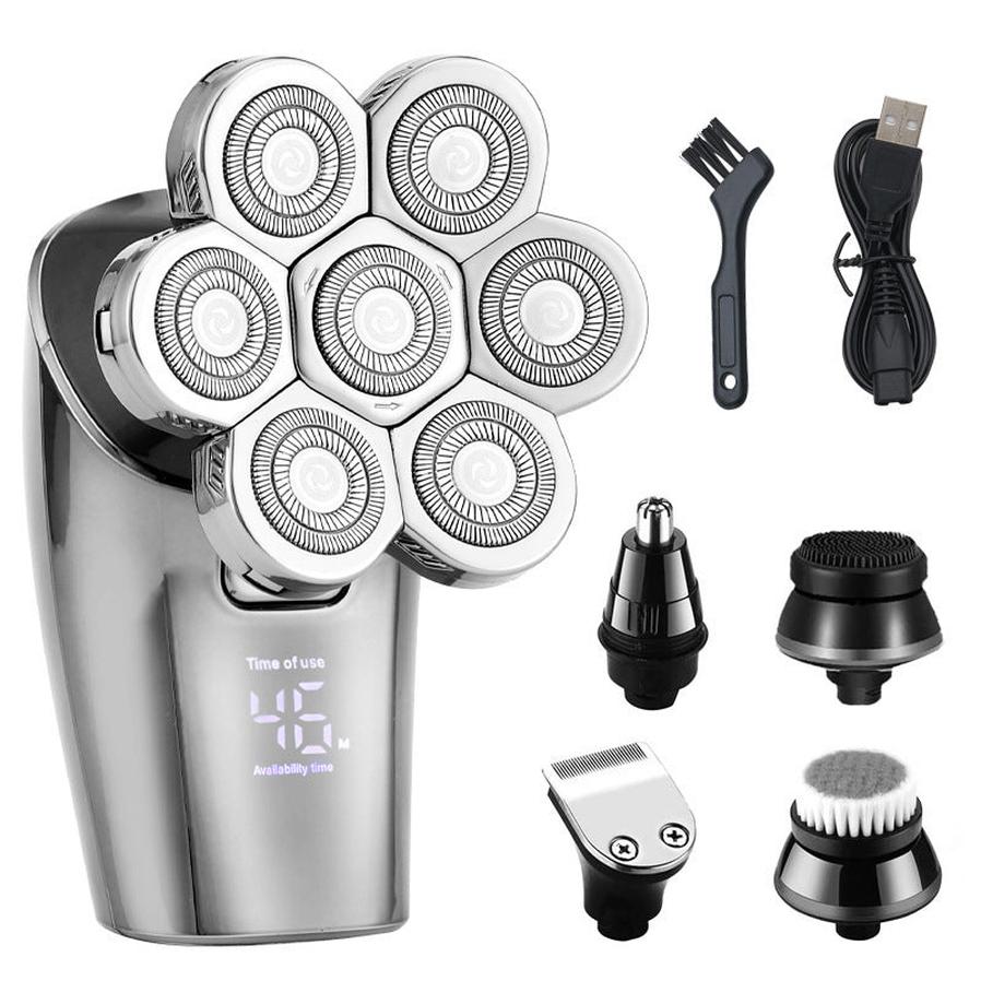 JMT-494154 Men's 5-in-1 Electric Razor with LED Display and 4 Shaving Heads, Washable Whole Body Grooming Tool