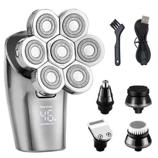 JMT-494154 Men's 5-in-1 Electric Razor with LED Display and 4 Shaving Heads, Washable Whole Body Grooming Tool