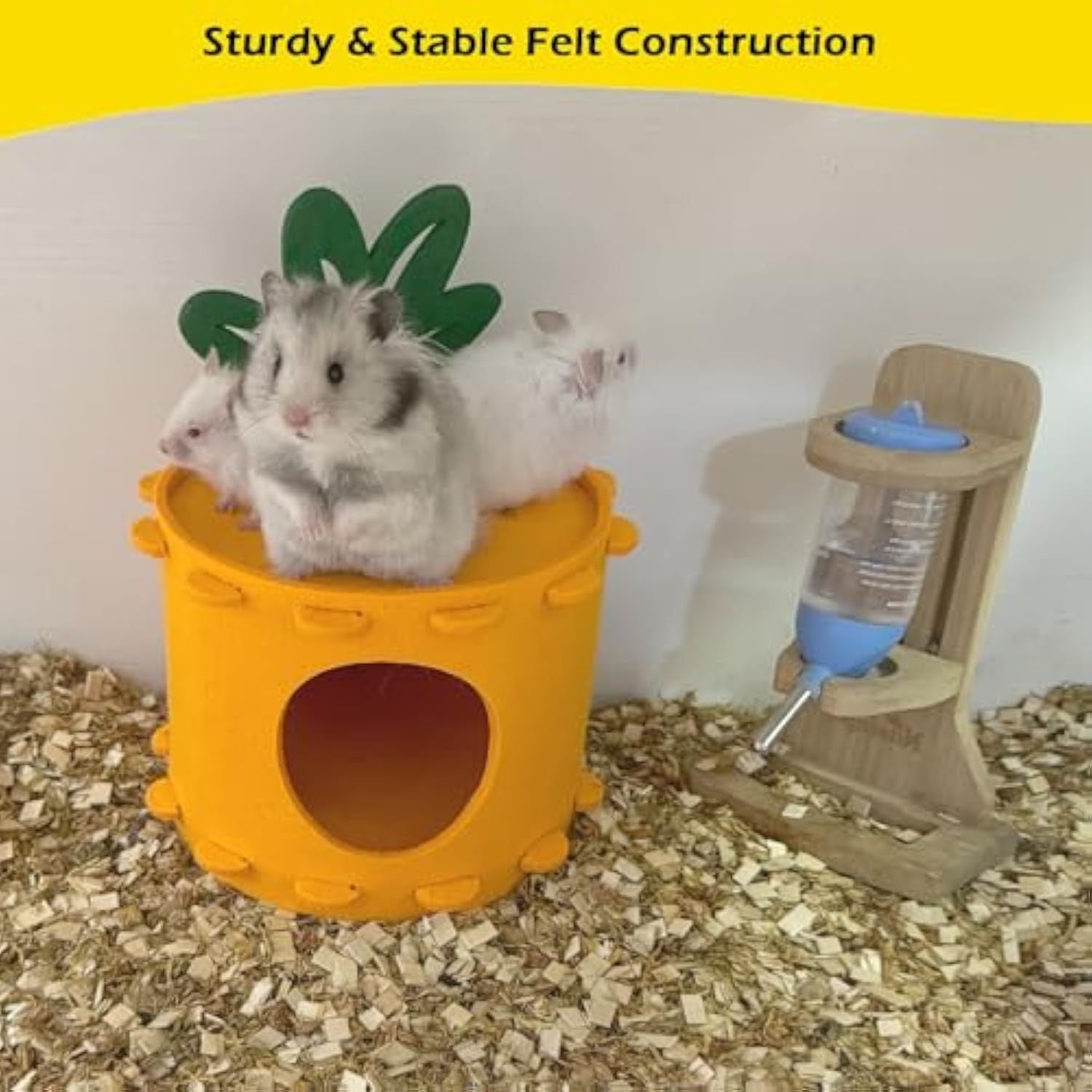JMT-494218 Carrot-Shaped Felt Hamster House for Syrian and Dwarf Hamsters, Easy to Clean Gerbil Hideaway and Cage Decor