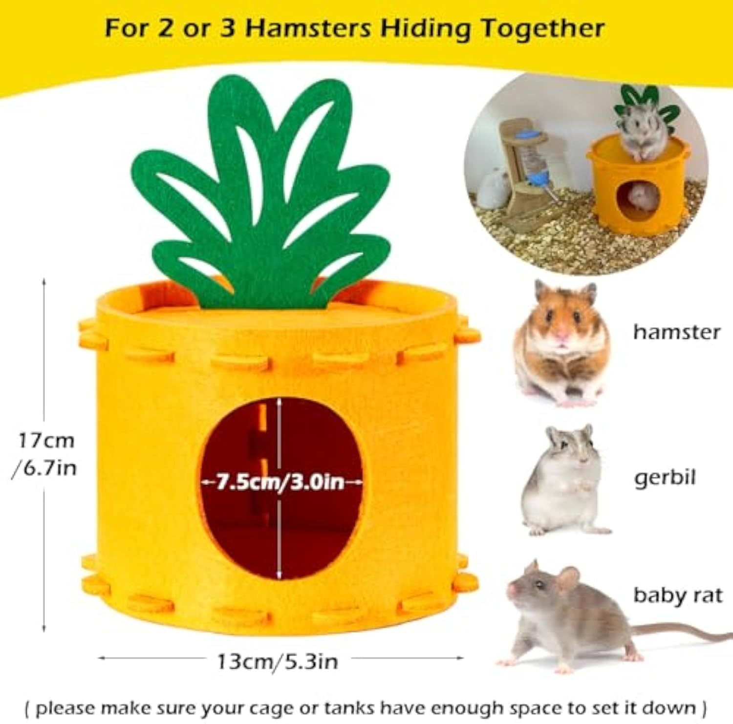 JMT-494218 Carrot-Shaped Felt Hamster House for Syrian and Dwarf Hamsters, Easy to Clean Gerbil Hideaway and Cage Decor