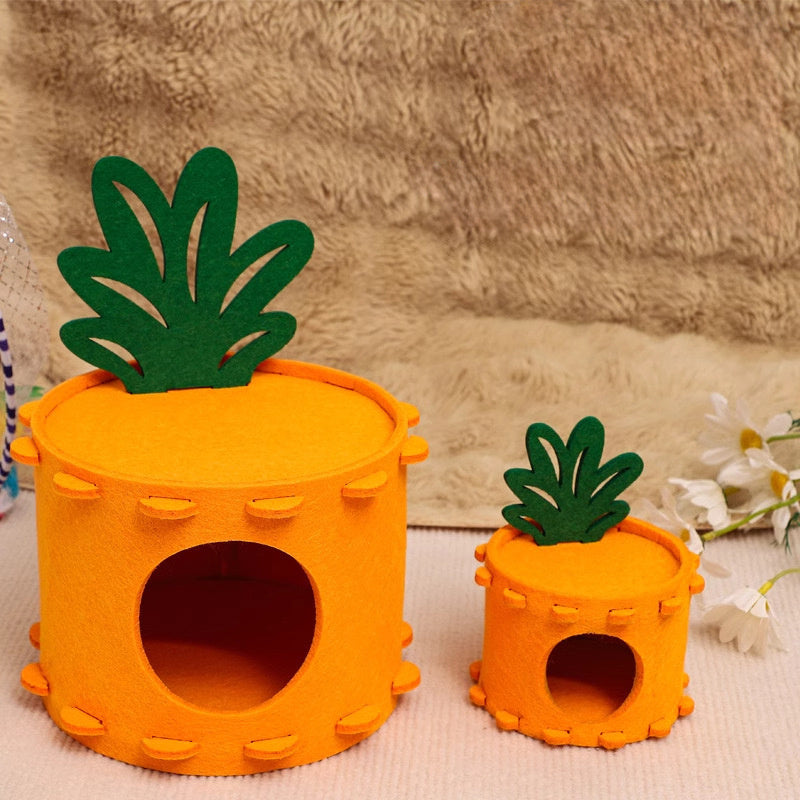 JMT-494218 Carrot-Shaped Felt Hamster House for Syrian and Dwarf Hamsters, Easy to Clean Gerbil Hideaway and Cage Decor