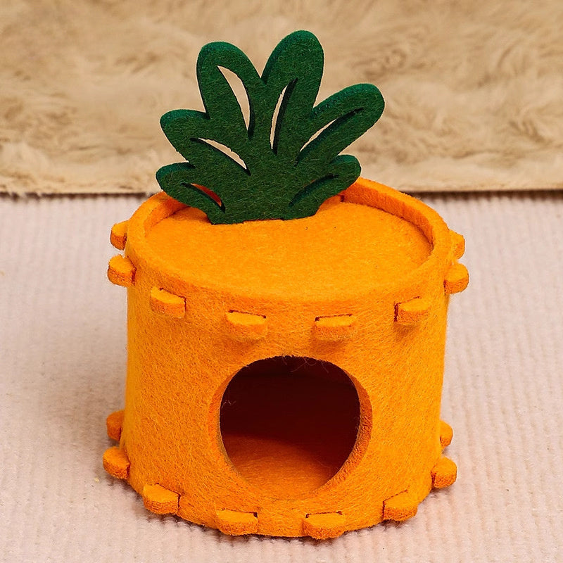 JMT-494218 Carrot-Shaped Felt Hamster House for Syrian and Dwarf Hamsters, Easy to Clean Gerbil Hideaway and Cage Decor