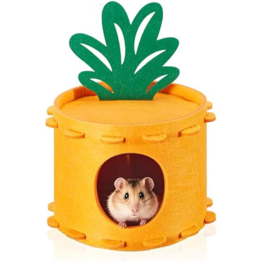 JMT-494218 Carrot-Shaped Felt Hamster House for Syrian and Dwarf Hamsters, Easy to Clean Gerbil Hideaway and Cage Decor