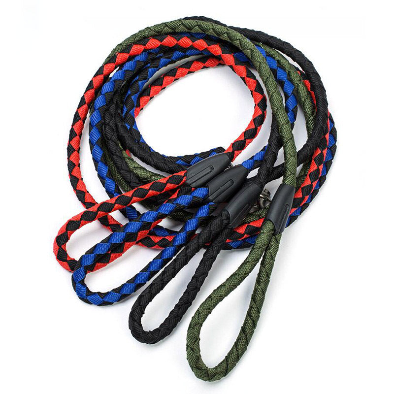 JMT-494410 Durable Non-Retractable Nylon Braided Dog Leash - Adjustable Length in Multiple Colors