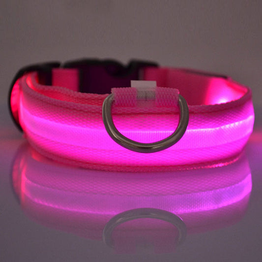 JMT-494730 LED Safety Dog Collar - Rechargeable, Waterproof, Multi-Color Light Modes for Nighttime Visibility and Fashion