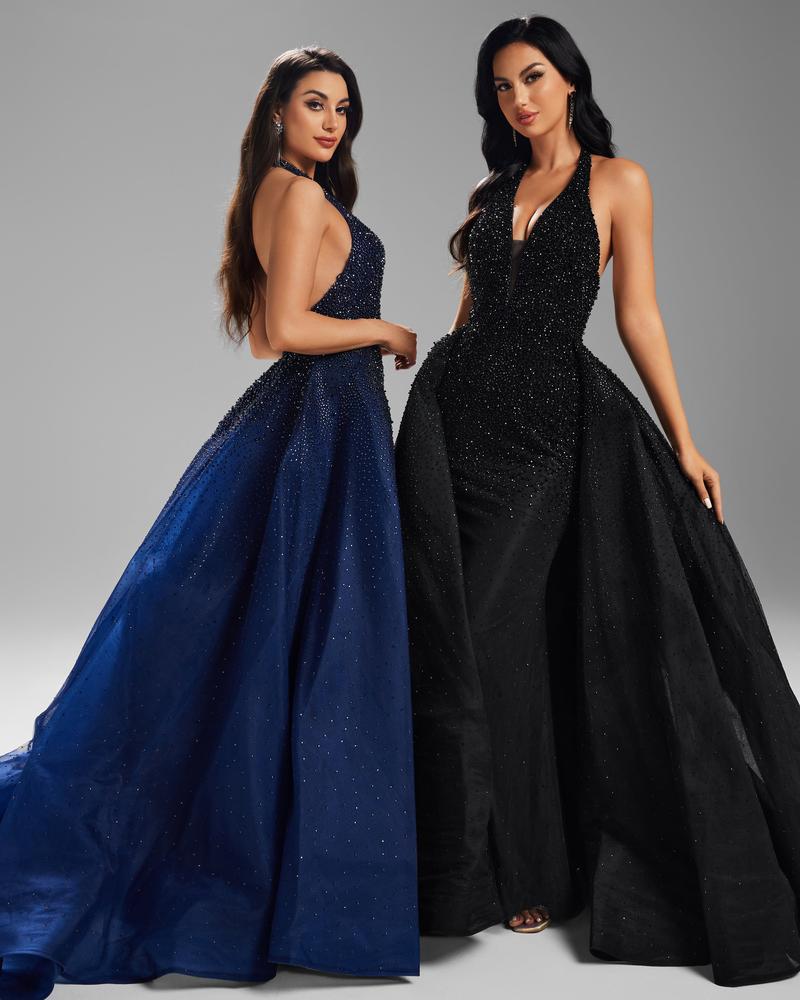 JMT-495306 Elegant Black Evening Dress for Women - Timeless Design, Classic Style