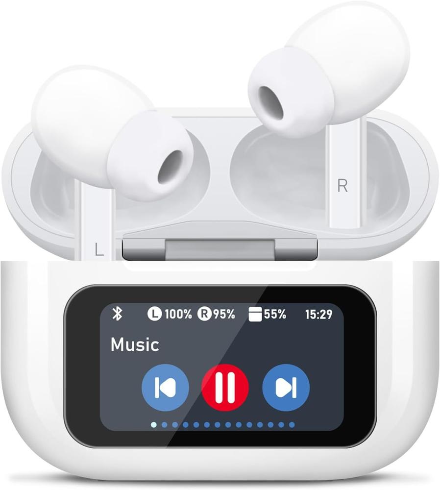 JMT-495562 Touchscreen Wireless Earbuds with Noise Cancelling, Bluetooth 5.4, Hi-Fi Sound, and Microphone for Android & iOS