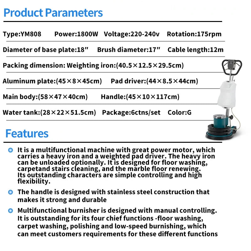 JMT-495690 Marble Polishing and Floor Cleaning Machine for Effective Carpet and Waxing Solutions