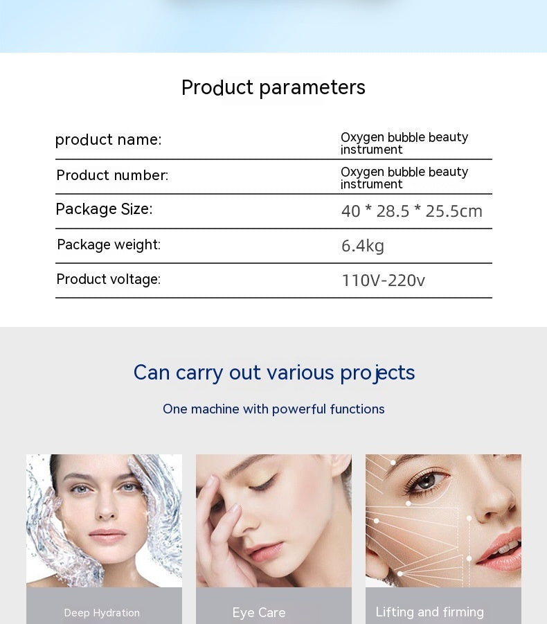 JMT-496202 3-in-1 Oxygen Rejuvenation Beauty Device with RF, Bubble, and Ultrasonic Functions