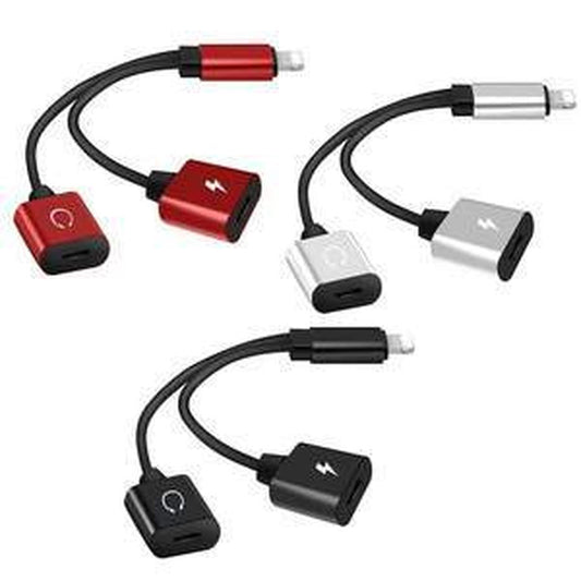 JMT-496394 Lightning Dual Adapter Cable for Music Listening and Charging - Compatible with iPhones, Aluminum Alloy Shell