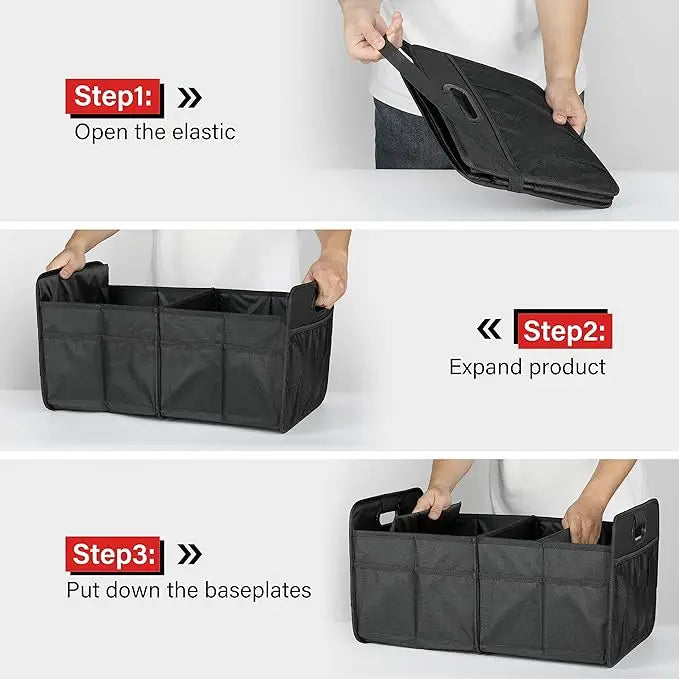 JMT-496842 Collapsible Waterproof Car Trunk Organizer with Reinforced Handles