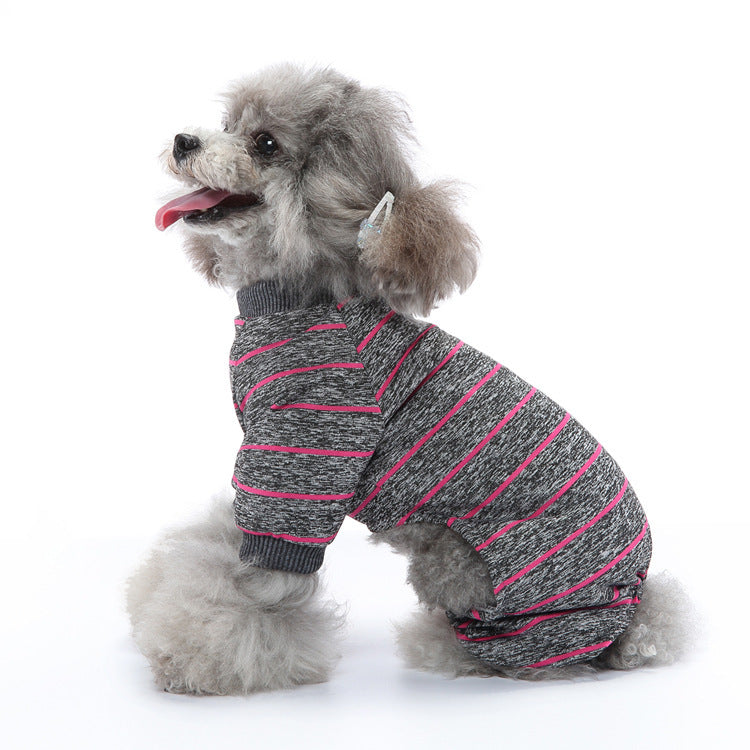 JMT-496842 Striped Summer Pajamas for Dogs - Lightweight Polyester Pet Clothing in Various Sizes