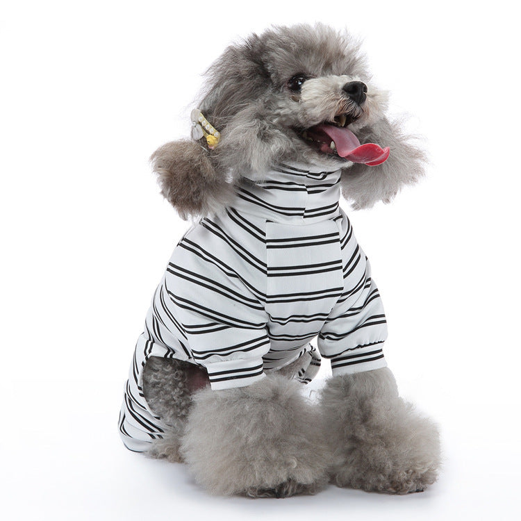 JMT-496842 Striped Summer Pajamas for Dogs - Lightweight Polyester Pet Clothing in Various Sizes
